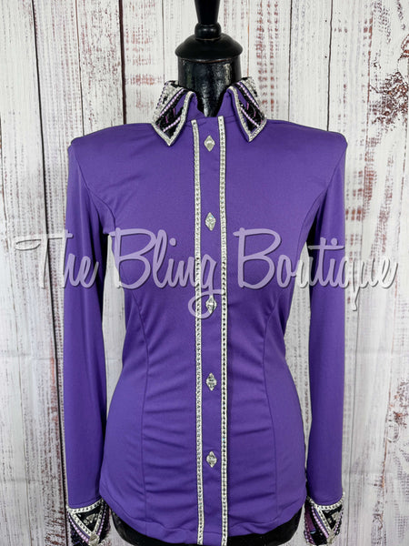 Purple, Black & White Day Shirt Set (Small)