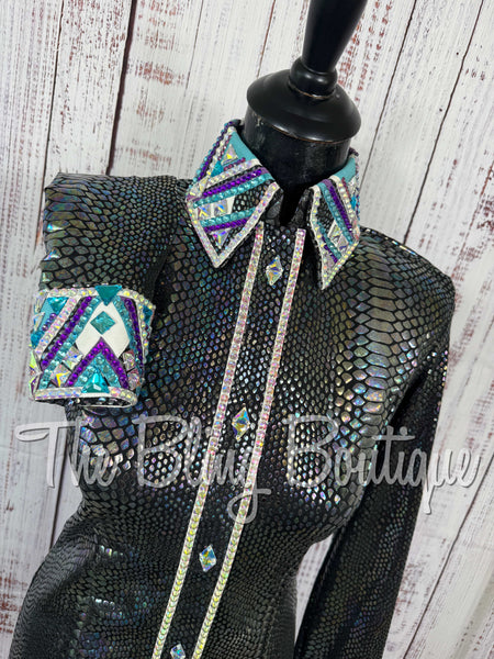 Iridescent Black, Purple, Grape & Turquoise Day Shirt Set (Small)