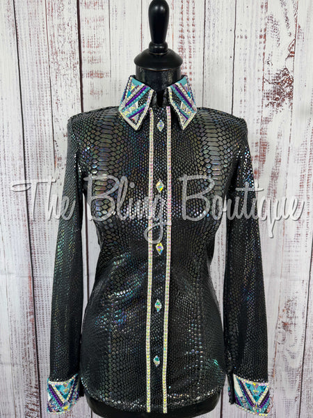 Iridescent Black, Purple, Grape & Turquoise Day Shirt Set (Small)