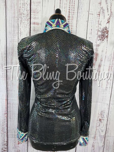 Iridescent Black, Purple, Grape & Turquoise Day Shirt Set (Small)