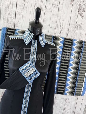Black & Periwinkle Day Shirt Set (S)