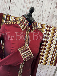 Burgundy & Tan Day Shirt Set (L)