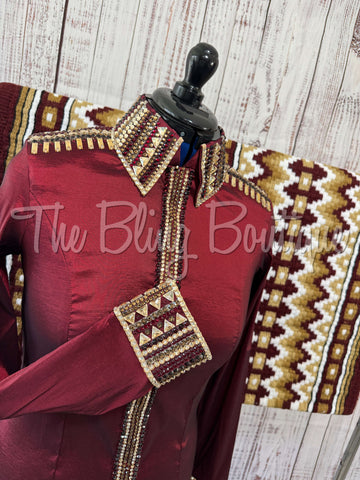 Burgundy & Tan Day Shirt Set (L)