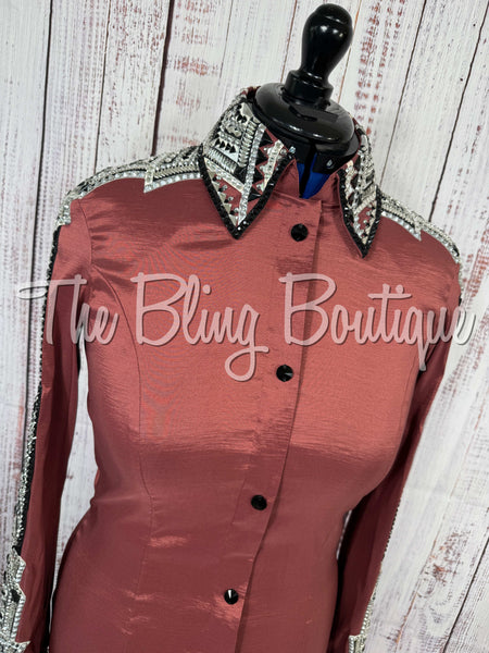 Mauve Rose, Black & White Day Shirt Set (Medium)