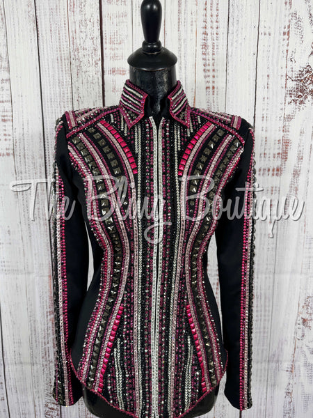 Black, Fuchsia, Gunmetal Grey & Pink Showmanship Jacket (Small)
