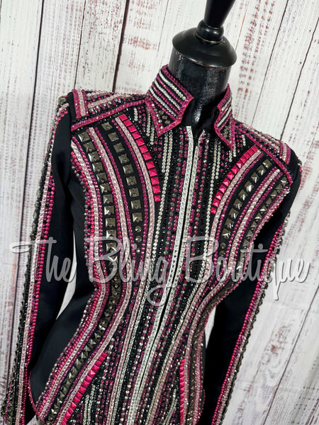 Black, Fuchsia, Gunmetal Grey & Pink Showmanship Jacket (Small)