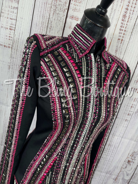 Black, Fuchsia, Gunmetal Grey & Pink Showmanship Jacket (Small)