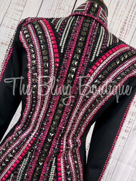Black, Fuchsia, Gunmetal Grey & Pink Showmanship Jacket (Small)