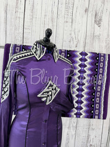 Purple, Black & White Day Shirt Set (M)