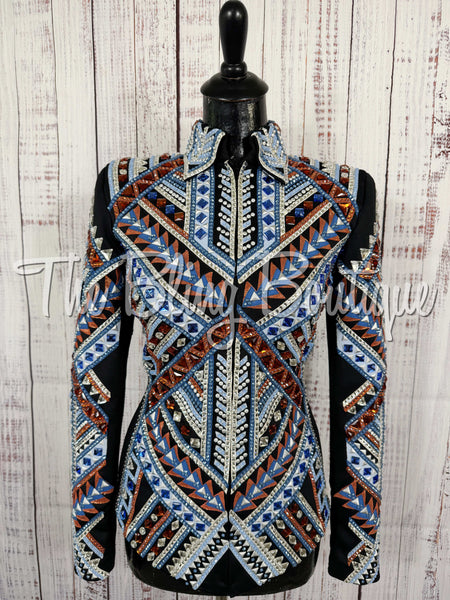RE-ORDER Black, Periwinkle, Blue, Copper & White  Showmanship Jacket (Choose Your Size)