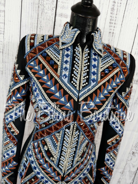 RE-ORDER Black, Periwinkle, Blue, Copper & White  Showmanship Jacket (Choose Your Size)