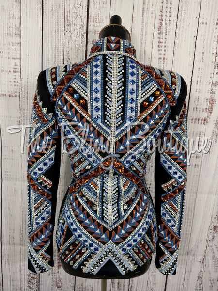RE-ORDER Black, Periwinkle, Blue, Copper & White  Showmanship Jacket (Choose Your Size)