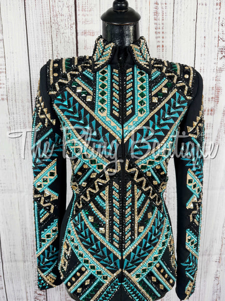 Black, Teal & Tan Showmanship Jacket (Small)