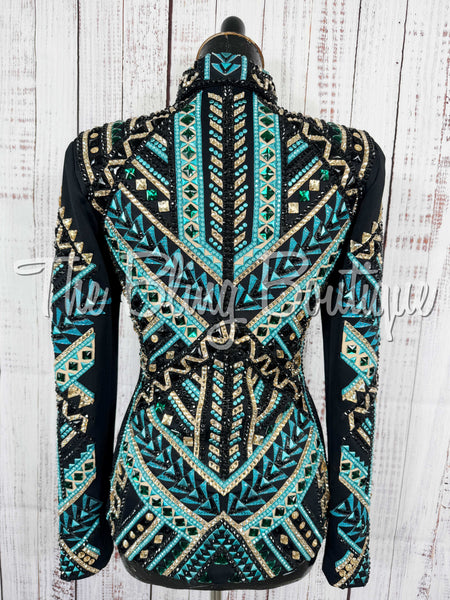 Black, Teal & Tan Showmanship Jacket (Small)