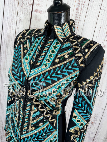 Black, Teal & Tan Showmanship Jacket (Small)