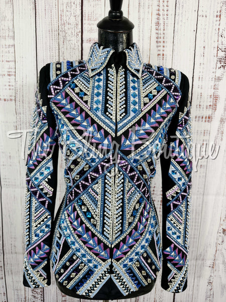 Black, Periwinkle, Purple & Blue Showmanship Jacket (Small)