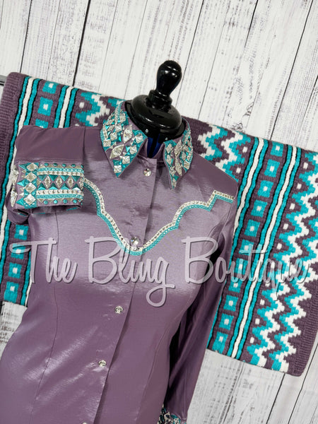Orchid, Teal & White Day Shirt Set (Large)