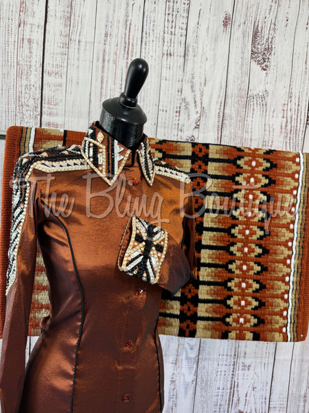 Rust, Black, White & Tan Day Shirt Set (XS/S)