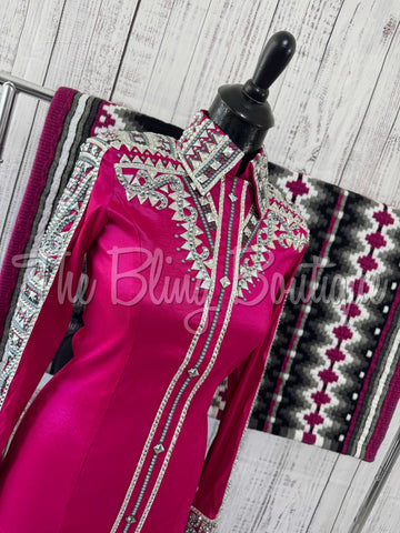 Hot Pink, White & Grey Day Shirt Set (S)