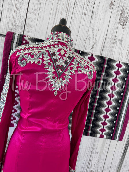 RE-ORDER Hot Pink, White & Grey Day Shirt Set  (Choose Your Size)