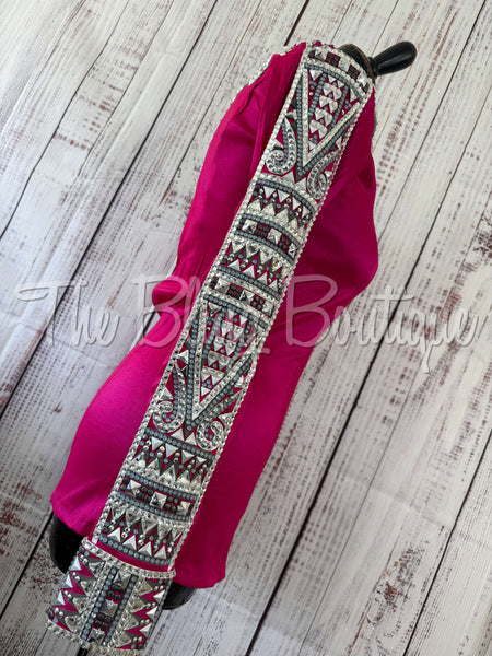 RE-ORDER Hot Pink, White & Grey Day Shirt Set  (Choose Your Size)