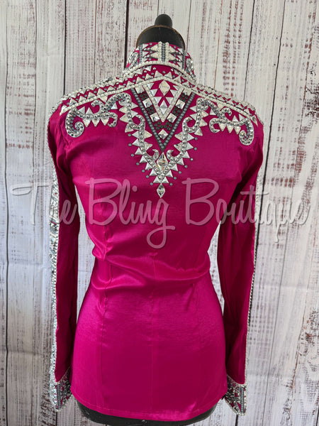 RE-ORDER Hot Pink, White & Grey Day Shirt Set  (Choose Your Size)