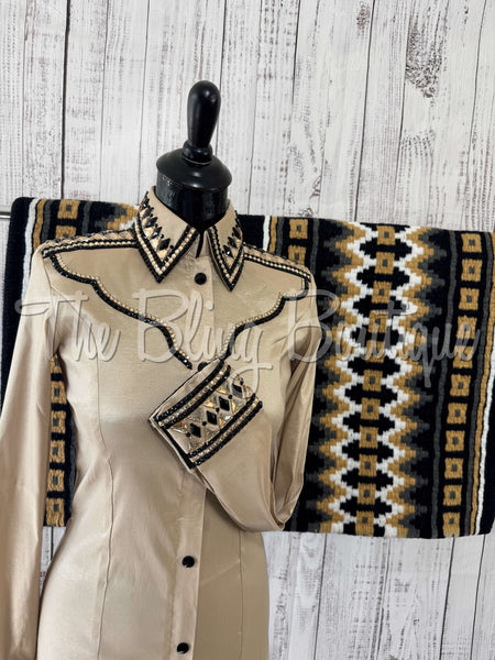 RE-ORDER Tan & Black Day Shirt Set (Choose Your Size)