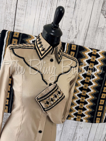 RE-ORDER Tan & Black Day Shirt Set (Choose Your Size)