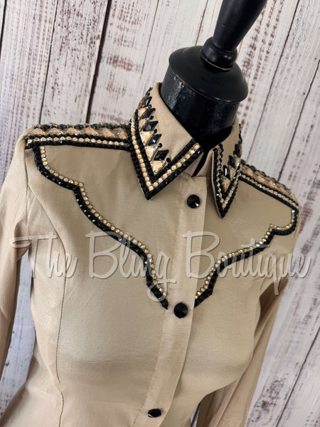 RE-ORDER Tan & Black Day Shirt Set (Choose Your Size)