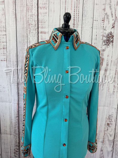 Teal, Rust, Tan & Black Day Shirt Set (L)