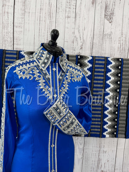 RE-ORDER Royal Blue & Grey Day Shirt Set (Choose Your Size)