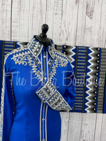 RE-ORDER Royal Blue & Grey Day Shirt Set (Choose Your Size)