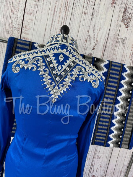 RE-ORDER Royal Blue & Grey Day Shirt Set (Choose Your Size)