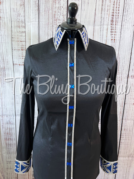 Black, Royal Blue & Silver Day Shirt Set (L)