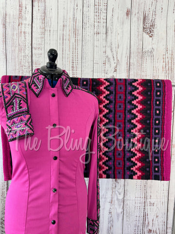 Fuchsia & Purple Day Shirt Set (M)