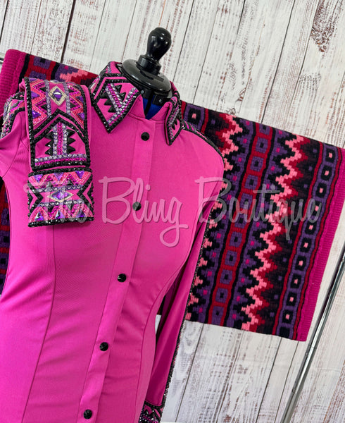 Fuchsia & Purple Day Shirt Set (M)