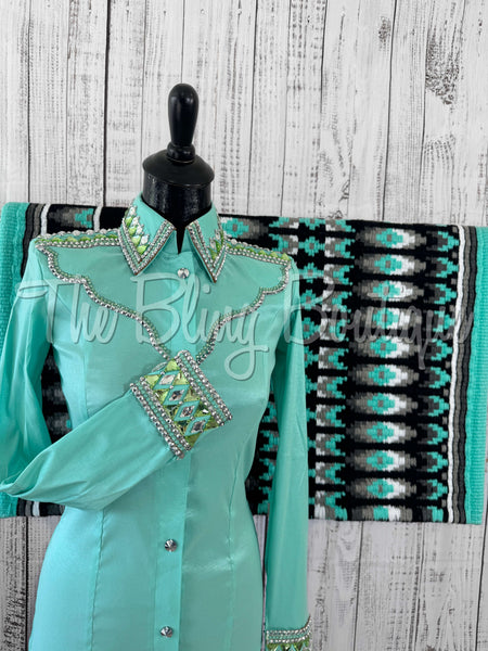 RE-ORDER Mint & Grey Day Shirt Set  (Choose Your Size)