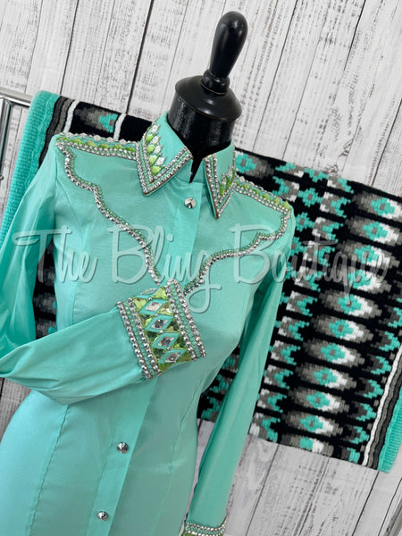 RE-ORDER Mint & Grey Day Shirt Set  (Choose Your Size)