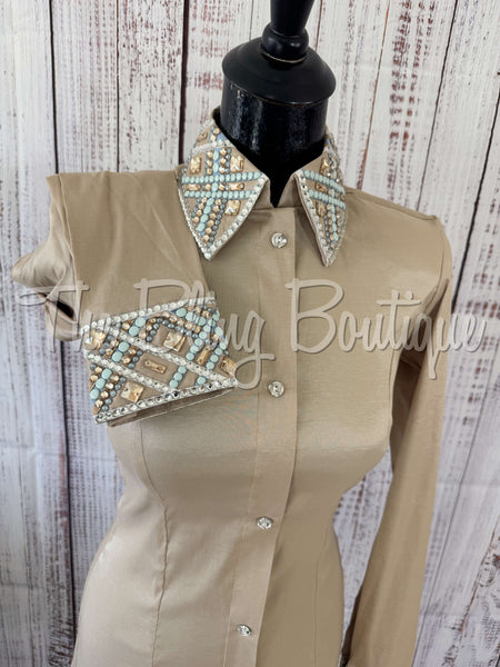 Tan & Light Blue Day Shirt Set (S)