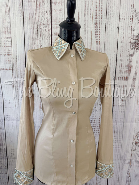 Tan & Light Blue Day Shirt Set (S)