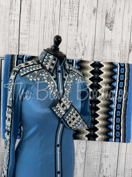 RE-ORDER Smokey Blue, Periwinkle & Grey Day Shirt Set (Choose Your Size)