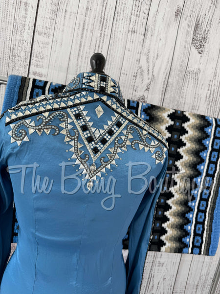 RE-ORDER Smokey Blue, Periwinkle & Grey Day Shirt Set (Choose Your Size)