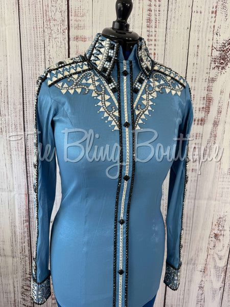 RE-ORDER Smokey Blue, Periwinkle & Grey Day Shirt Set (Choose Your Size)