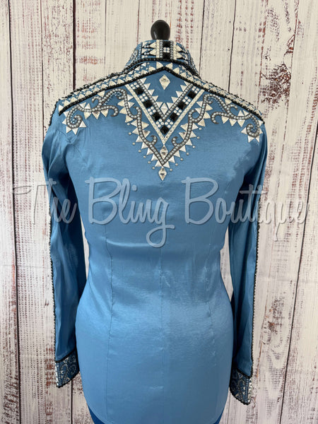 RE-ORDER Smokey Blue, Periwinkle & Grey Day Shirt Set (Choose Your Size)