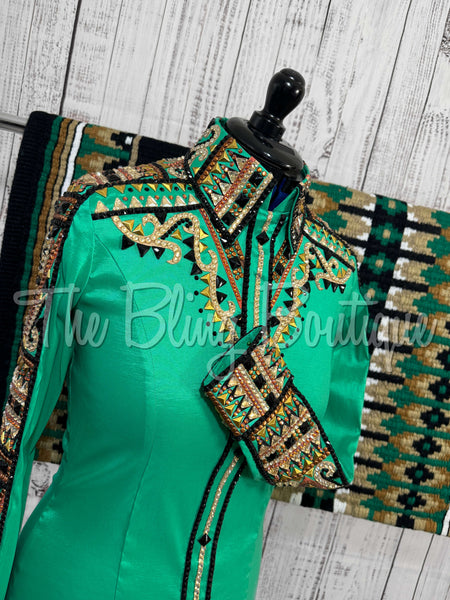 RE-ORDER Kelly Green, Rust & Tan Day Shirt Set (Choose Your Size)