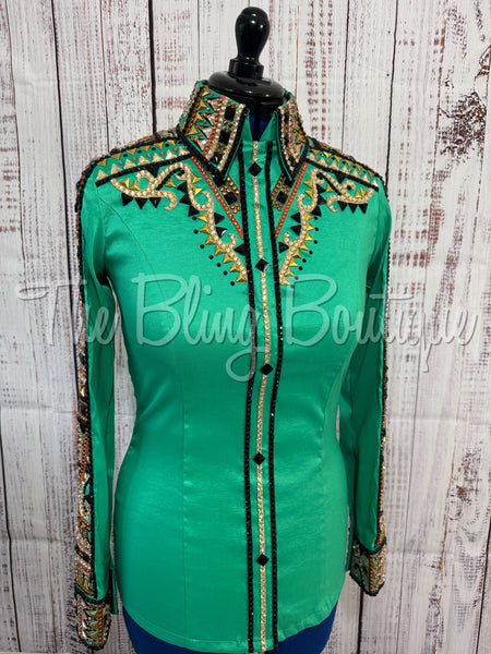 Kelly Green, Tan & Black Day Shirt Set (M)