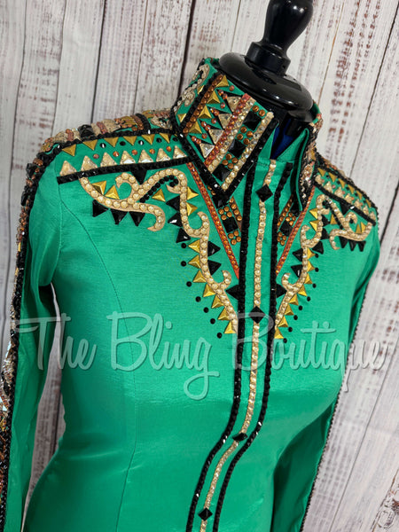 RE-ORDER Kelly Green, Rust & Tan Day Shirt Set (Choose Your Size)