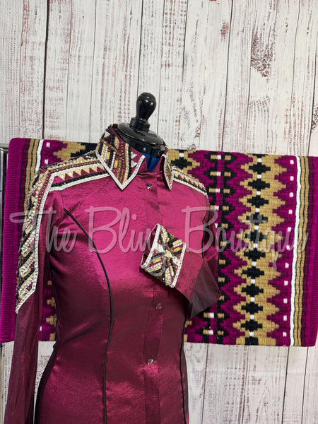 Raspberry, Black & Tan Day Shirt Set (M)