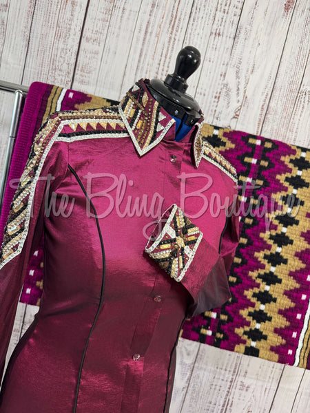 Raspberry, Black & Tan Day Shirt Set (M)