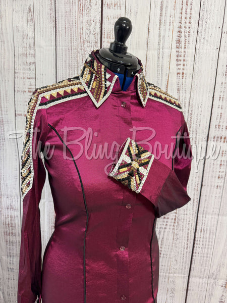 Raspberry, Black & Tan Day Shirt Set (M)